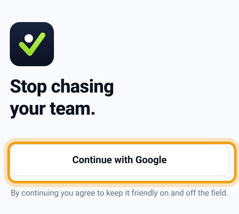 The Captainly sign-in screen with the Continue with Google button highlighted
